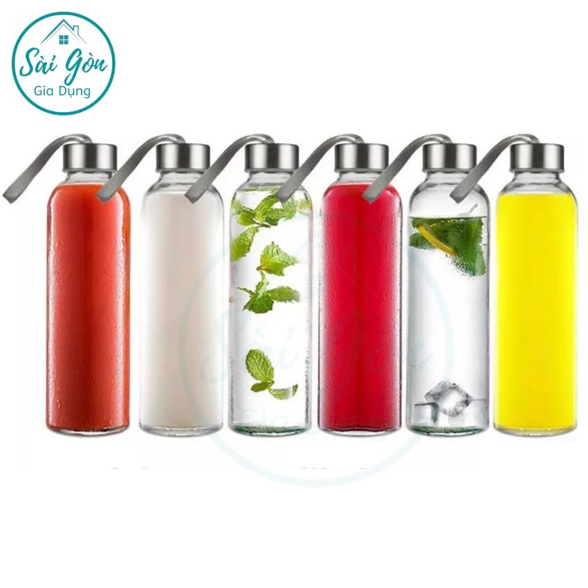 [HCM]Bình chai đựng mật ong nước thuỷ tinh có nắp kèm dây xách dung tích 500ml 500 ml SG-C500