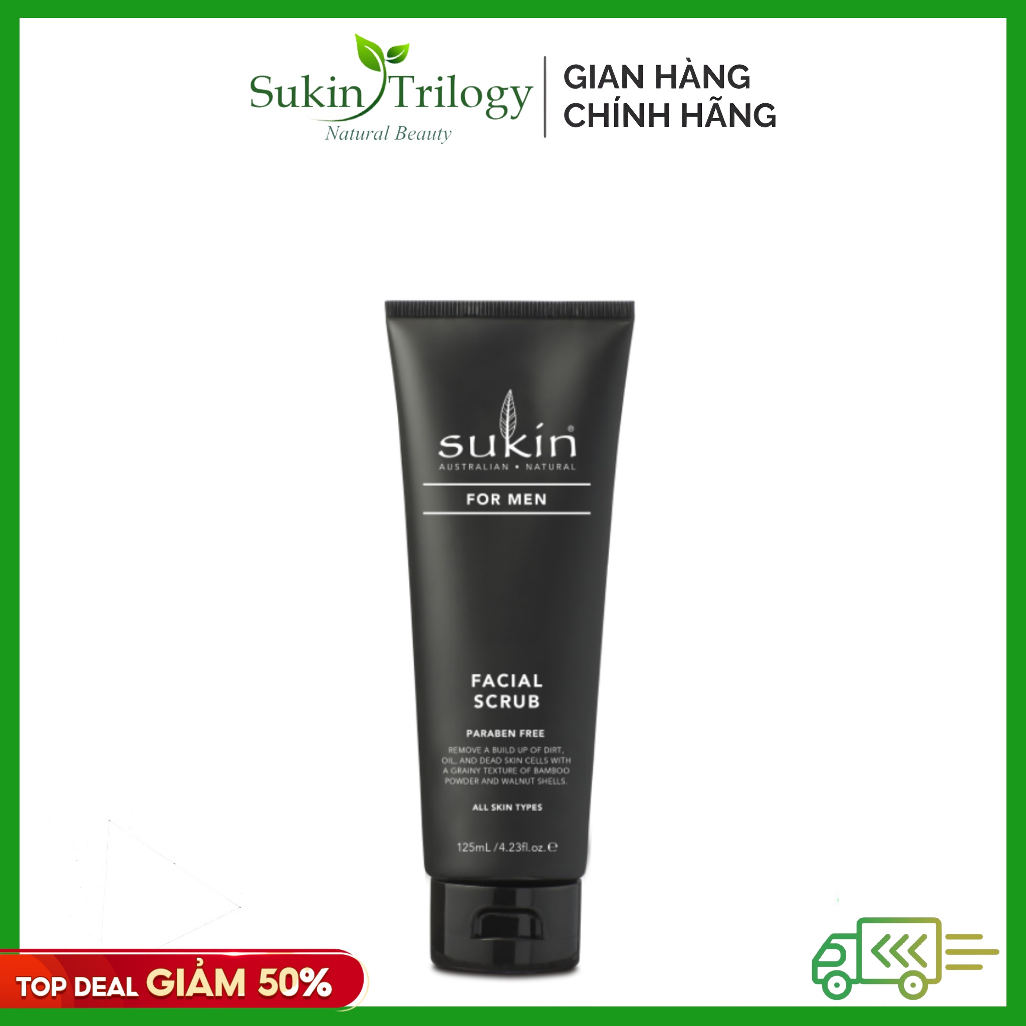 Kem tẩy tế bào chết dành cho nam Sukin For Men Facial Scrub 125ml