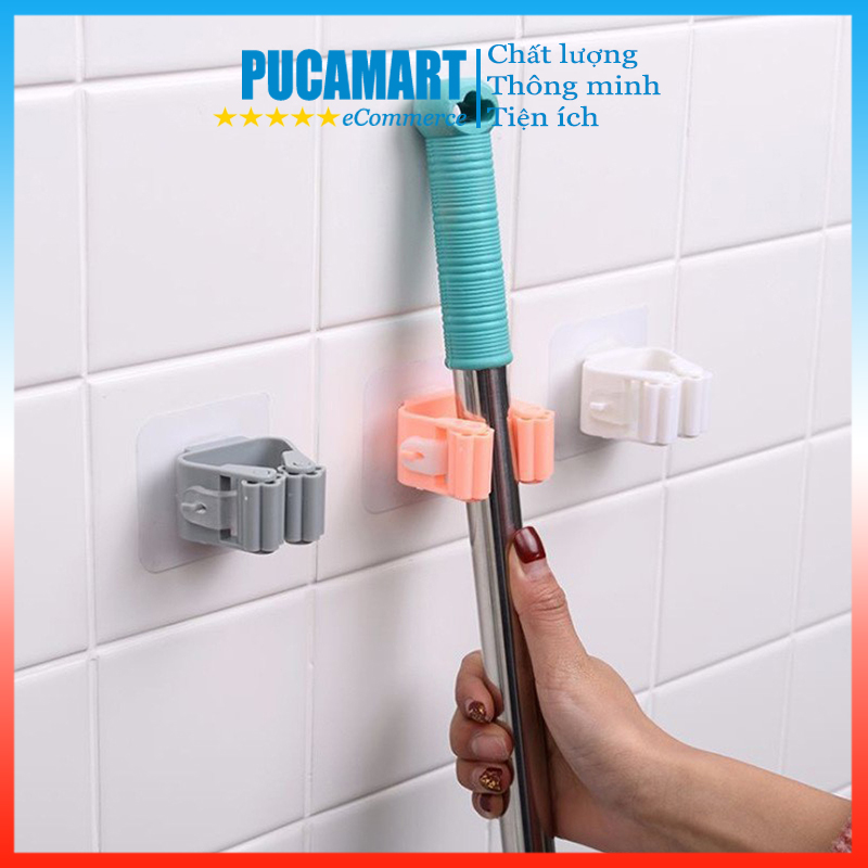Móc Dán Treo Cây Lau Nhà, Chổi, Móc Kẹp Dụng Cụ Nhà Bếp, Phòng Tắm Tiện Lợi - PucaMart