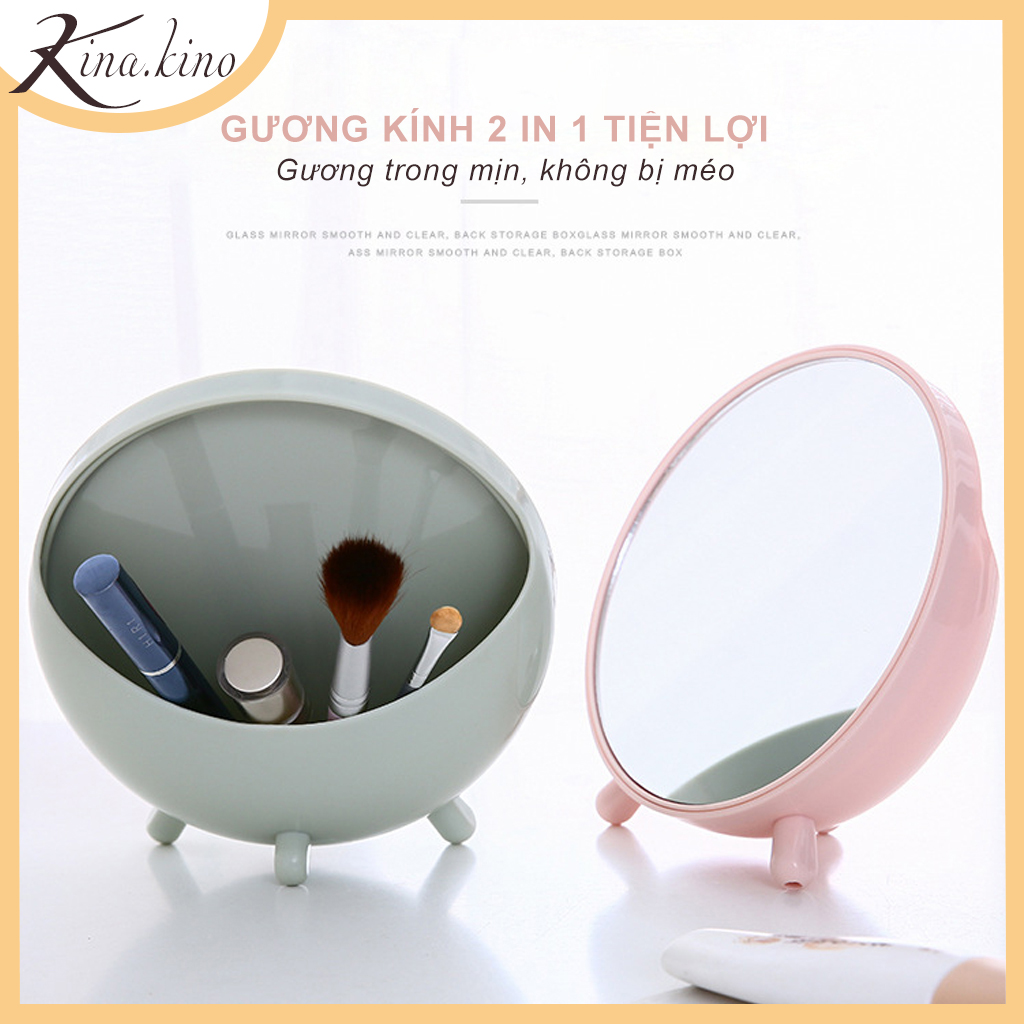 Gương trang điểm để bàn 2in1 siêu tiện lợi- KinaKino phukienlamdep