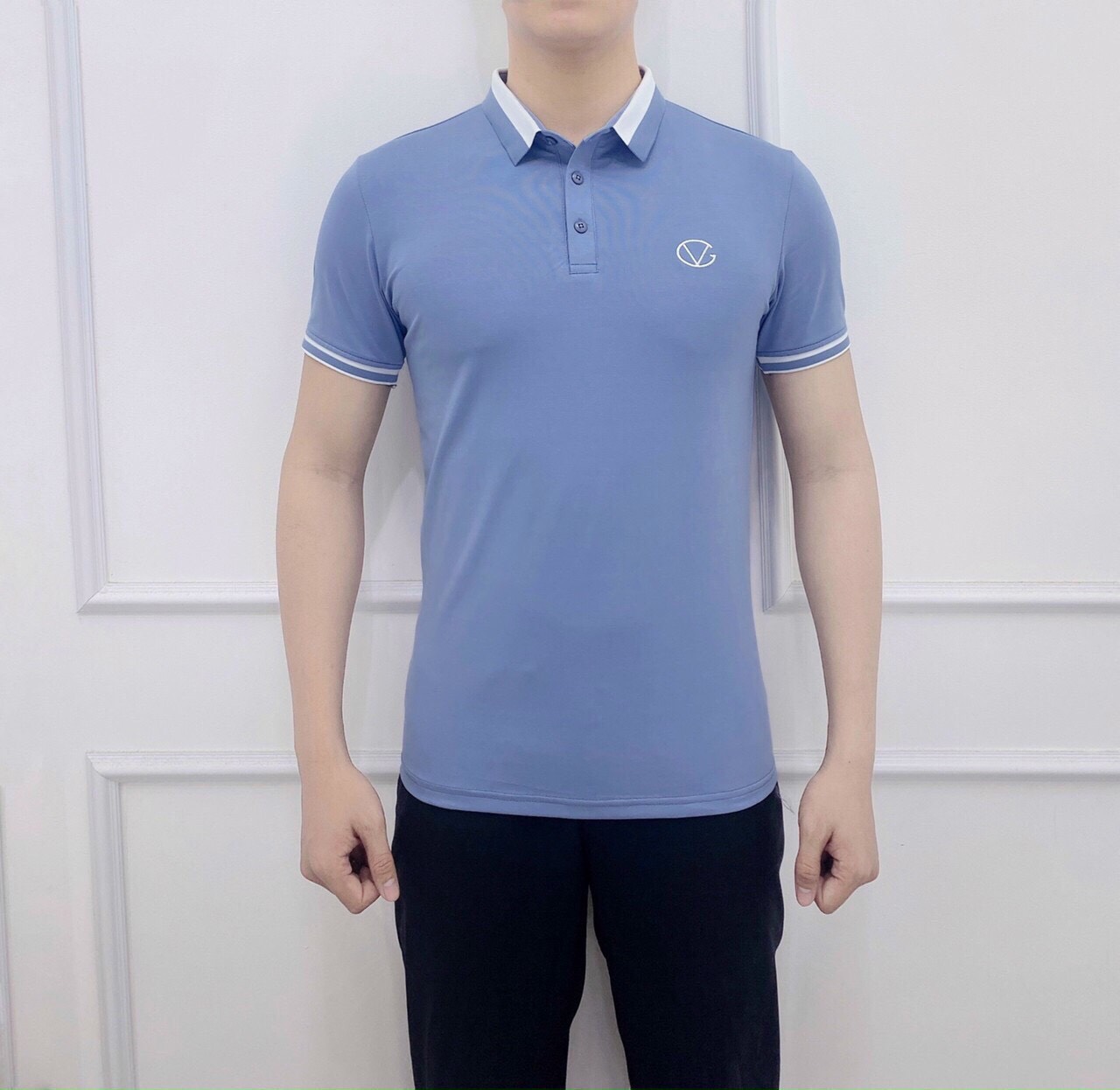 Áo polo nam ngắn tay cổ bẻ thêu logo thêu