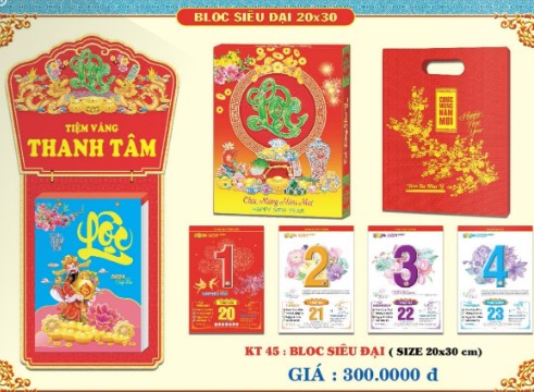 Lịch treo tường 2024/xuân giáp thìn -bộ bloc lịch siêu đại - khổ 20x30cm - 17x24cm - 25x35cm