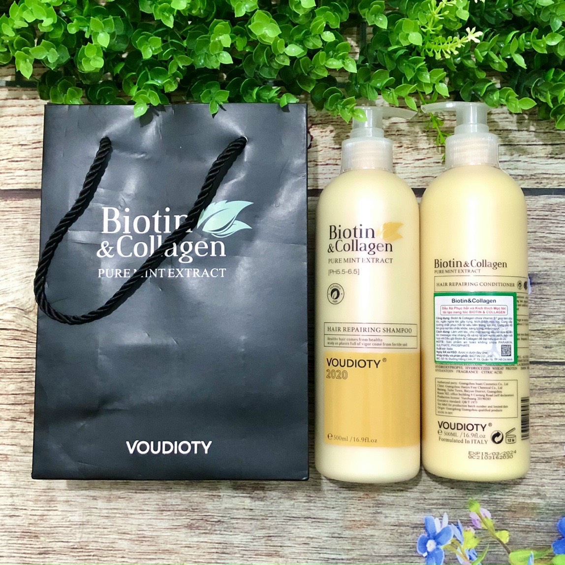 Cặp dầu Gội - xả Biotin & Collagen VÀNG 500ml kiềm dầu, phục hồi hư tổn, khô xơ, siêu mềm mượt, chống rụng mới_Bán chạy_Siêu sale hot hit rẻ.