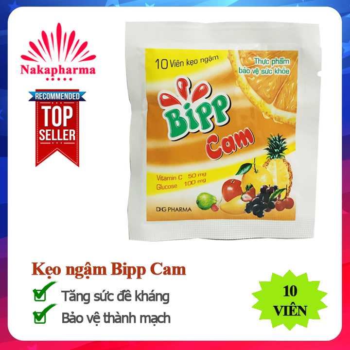 Combo 3 gói kẹo ngậm Bipp Cam – Bổ sung vitamin C, Glucose, tăng sức đề kháng, bảo vệ thành mạch