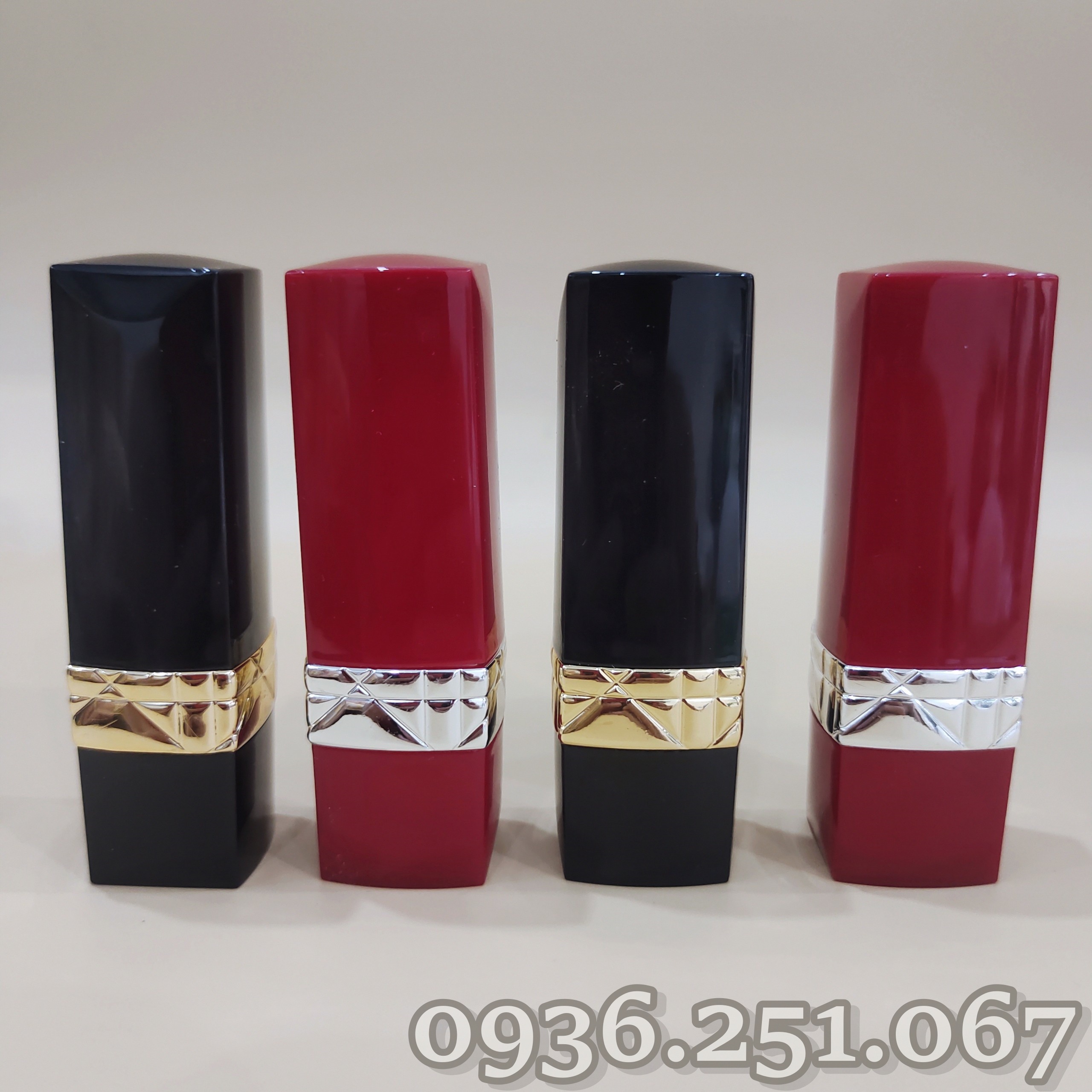 5 Vỏ son sáp vuông bóng đen, đỏ_Nguyên liệu làm son handmade, dụng cụ làm son.