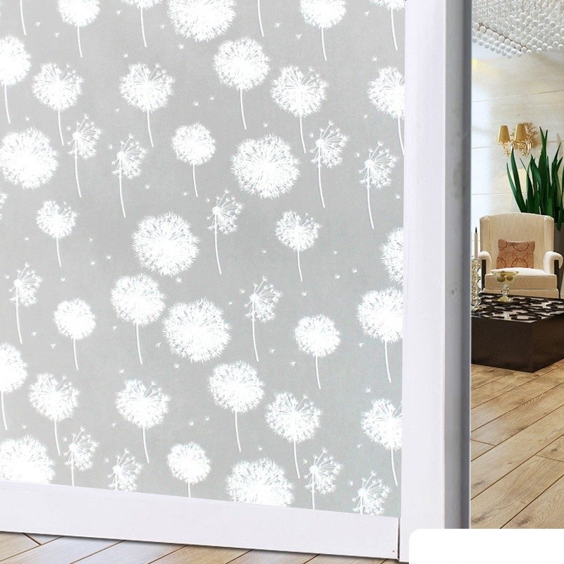 Decal dán kính, giấy đề can dán kính họa tiết hoa bồ công anh trắng, dán kính cửa sổ phòng khách đẹp chống nắng đẹp giá rẻ 90x50cm, phim dán kính chống nắng