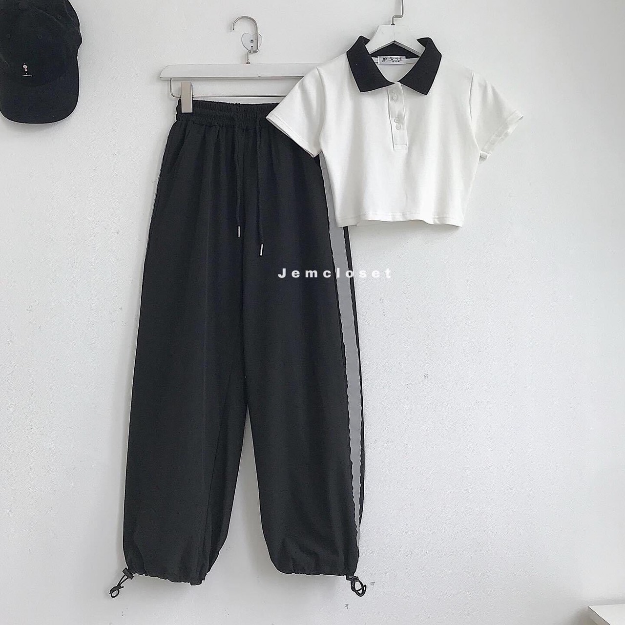 Set quần jogger phản quang + crop petter