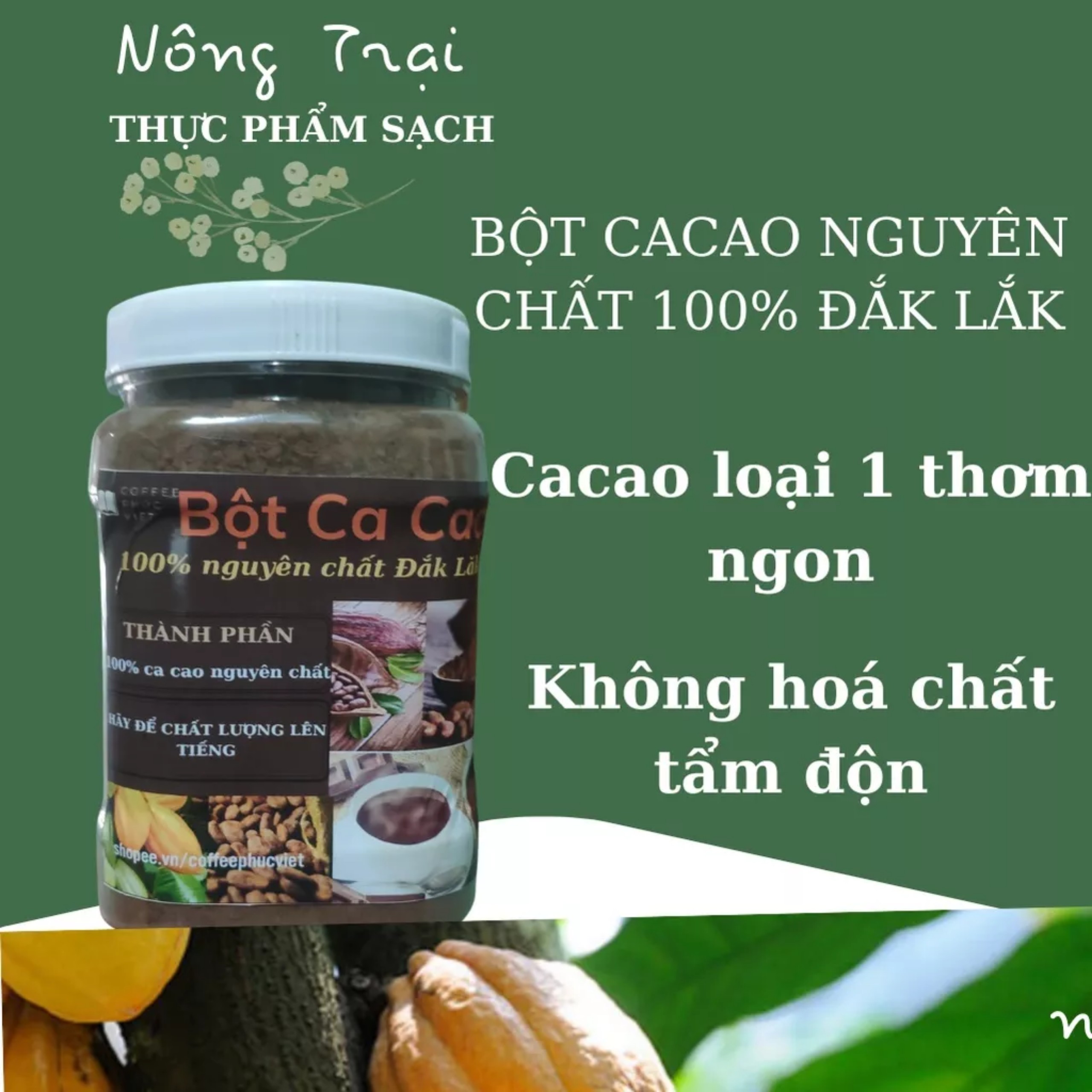 500gr bột ca cao nguyên chất 100%