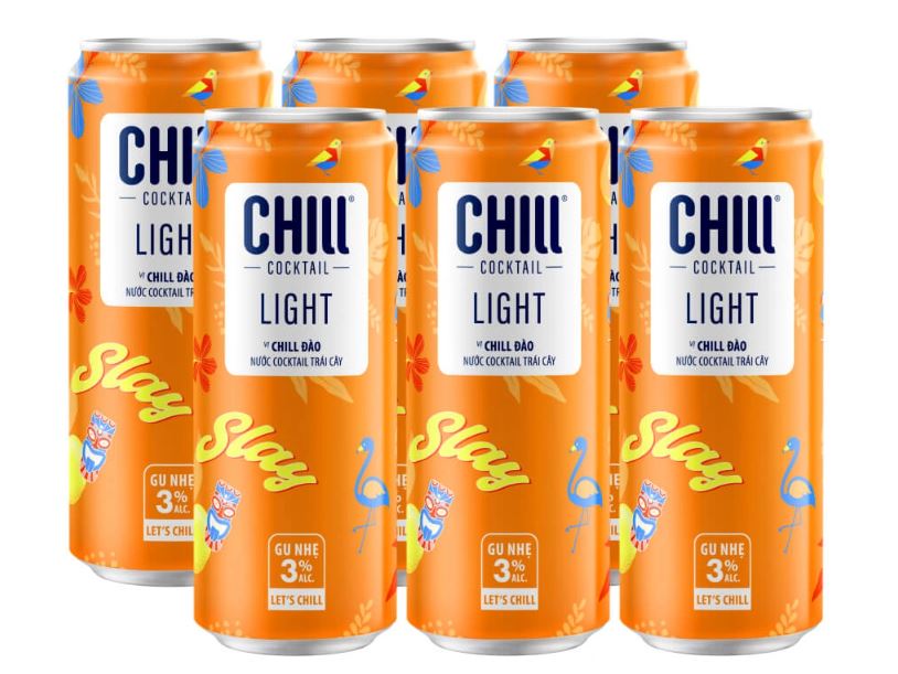 Combo 6 Lon Nước Trái Cây Lên Men Chill Cocktail Peach Vị Đào Lon 320Ml
