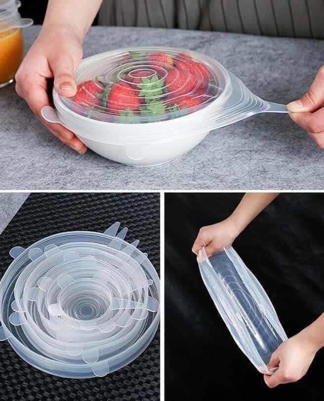 Combo 6 Nắp Đậy Silicon Dành Cho Nhiều Kích Cỡ Khác Nhau, Nắp Đậy Thực Phẩm, Nắp Bảo Vệ Thức Ăn Dùng Được Trong Lò Vi Sóng Có Thể Tái Sử Dụng Nhiều Lần.