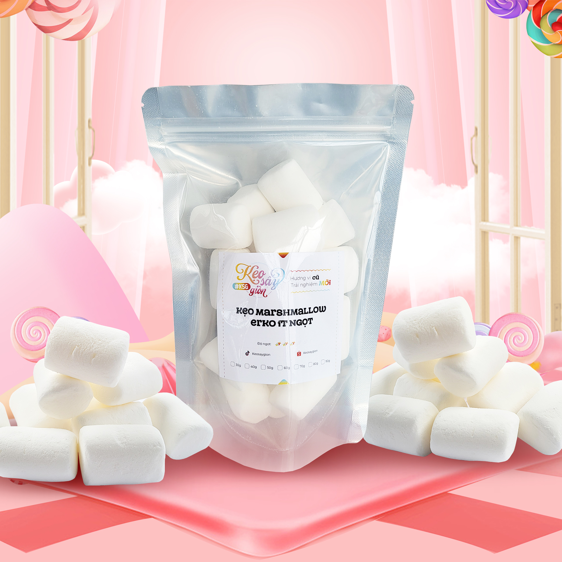 Kẹo sấy giòn Marshmallow ít ngọt ăn vặt siêu ngon #KSG