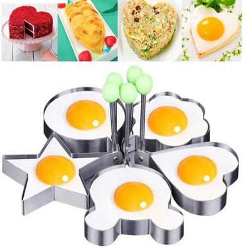 Bộ 4 Khuôn Inox 4 Kiểu Khác Nhau Tạo Hình Chiên Trứng, Làm Bánh, Cơm Cuộn