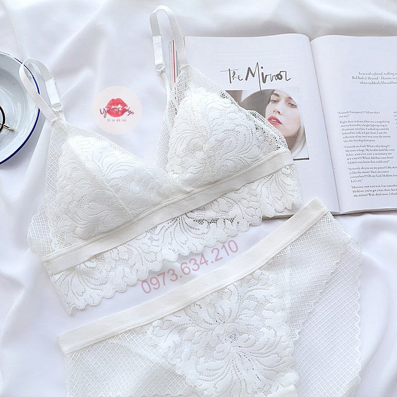 Bộ đồ lót ren B001 bralette ren mềm sexy không gọng không mút