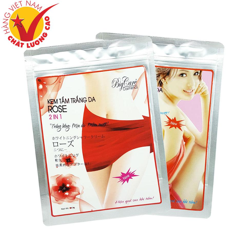 Combo 2 Bịch Kem Tắm Trắng Ủ Trắng Body Toàn Thân BigCare Rose Chiết Suất Bột Gạo An Toàn Tại Nhà 20 Phút Mỗi Lần - 2 Lần 1 Tuần Công Nghệ Nhật Bản Thái Lan Nhanh Chóng Làm Trắng Sau 1-2 Tuần