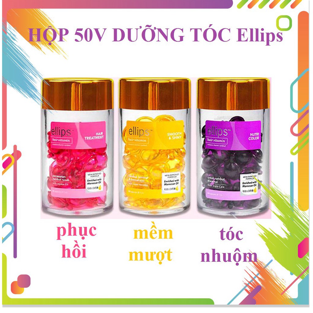 [HCM]Bộ Serum Dưỡng Tóc Ellips Hair Vitamin Hủ 50 Viên dưỡng tóc mềm mượt phục hồi hư tổn giữ màu tóc nhu