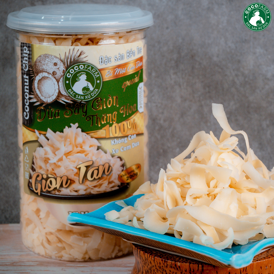 Dừa sấy lạnh cao cấp vị vani Cocofarm hũ 200g