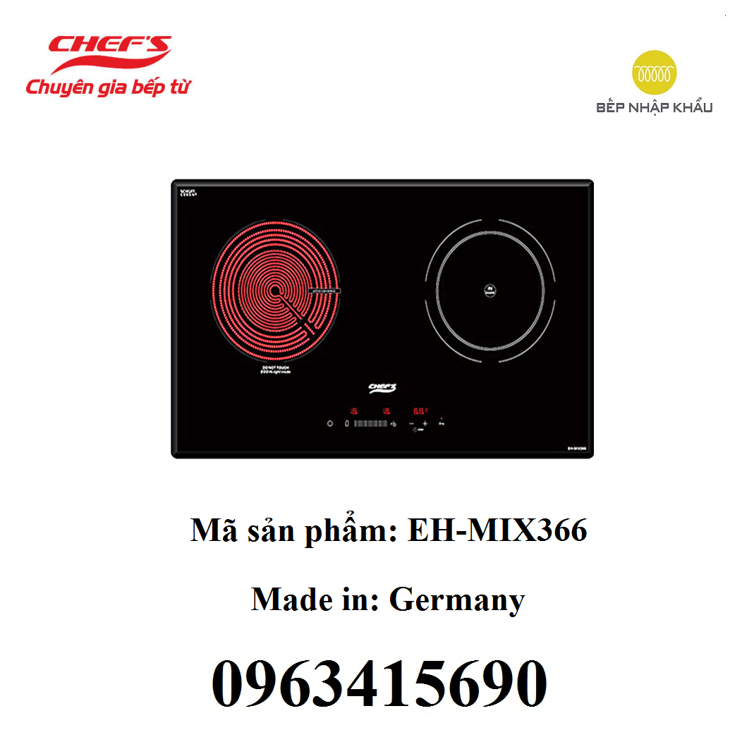 Bếp âm từ - hồng ngoại Chefs EH-MIX366 - hàng chính hãng, thiết kế đẹp mắt, tinh tế, nhiều tính năng thông minh, giúp nâng cao hiệu quả nấu nướng, tiết kiệm điện năng