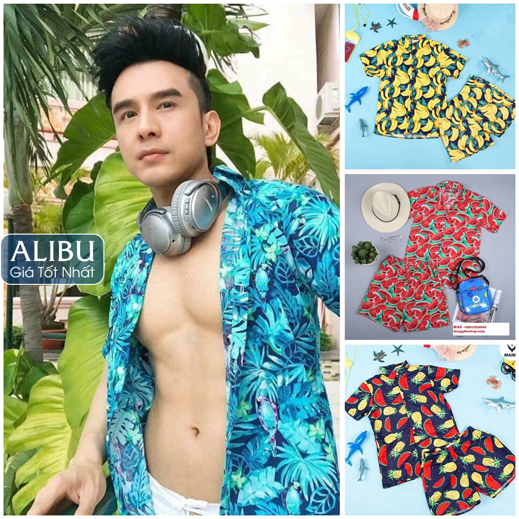 Áo đi biển gia đình nhóm công ty giá rẻ, quần hoa lá cành họa tiết du lịch hè đẹp