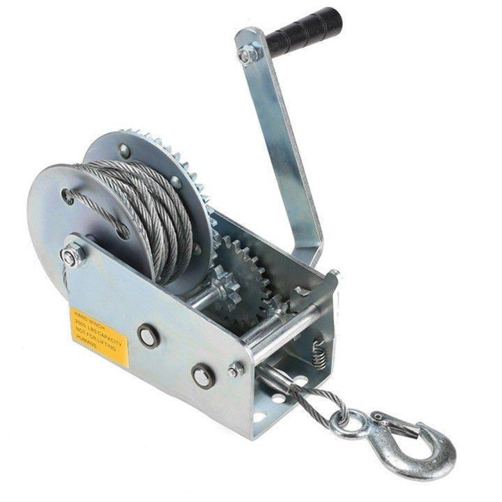 Tời quay tay 1400lbs 600kg cáp 10m