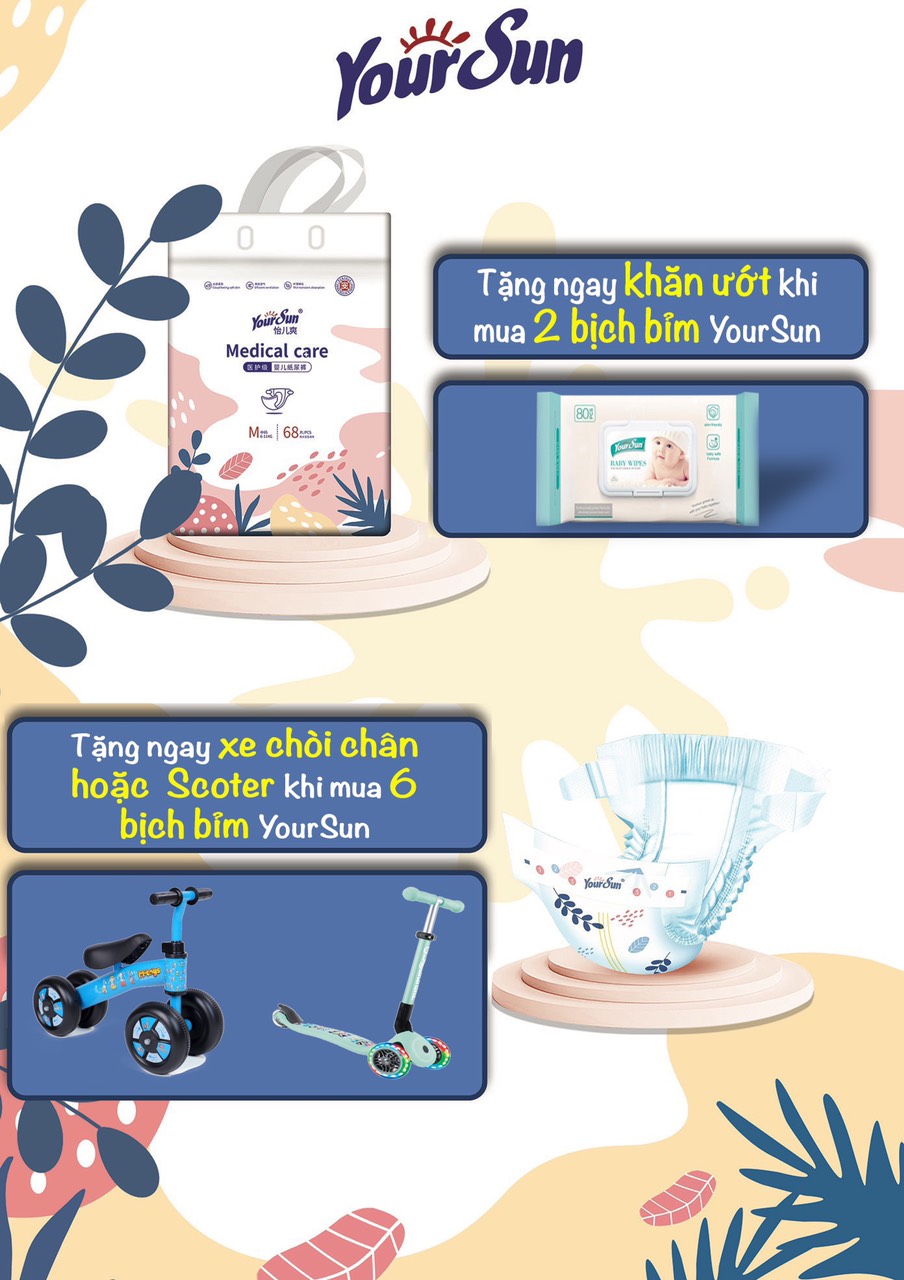 Bỉm nhật yoursun đủ size tã dán nb76/m68/l 62 quần m 66/l62/xl 56/xxl 52