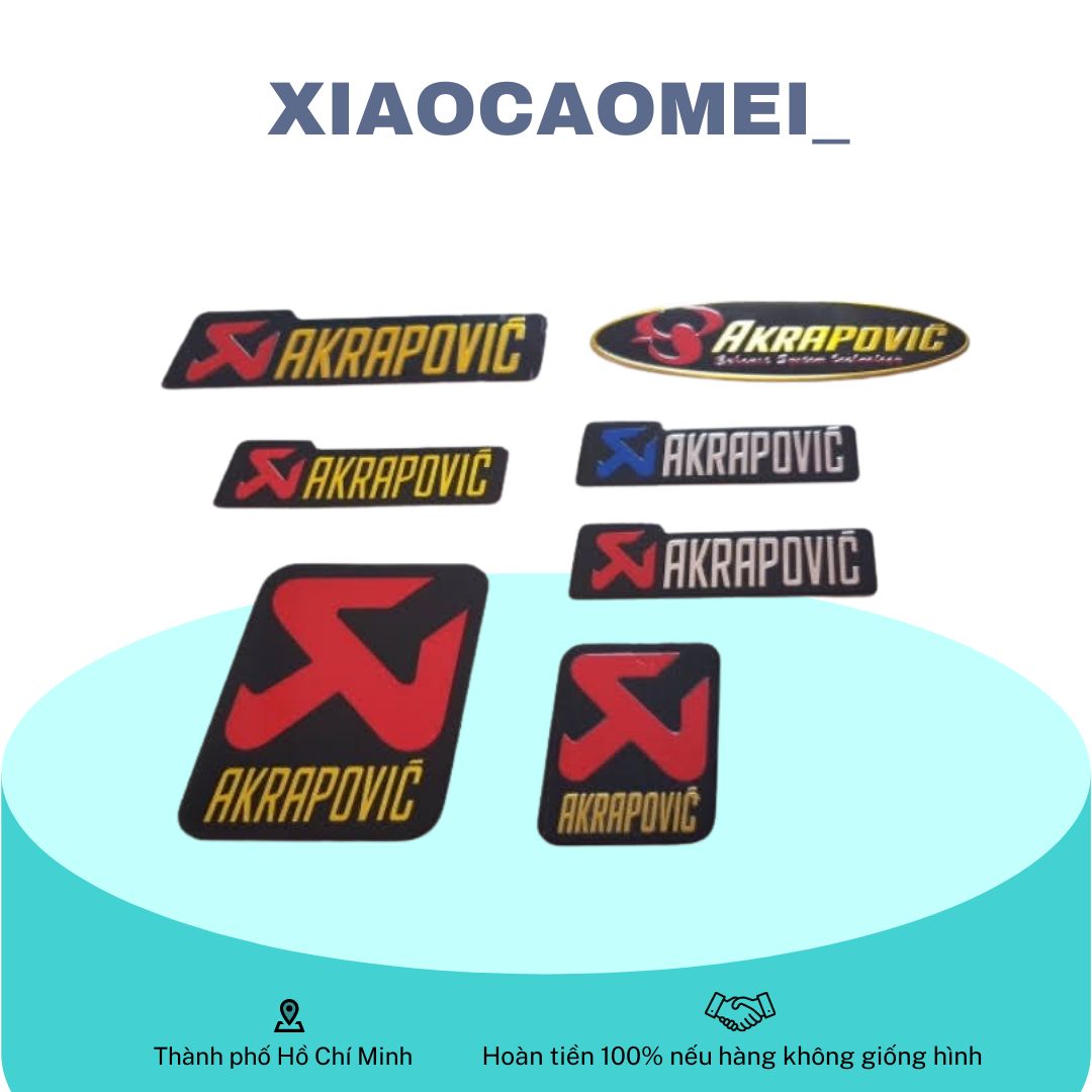 Tem nhôm mẫu Akrapovic - Tem dán xe máy - Tem nhôm có sẵn keo 3m