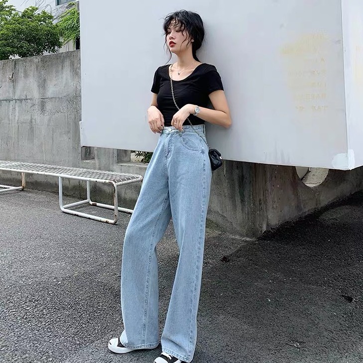 Quần Jean Dài Ống Rộng Phong Cách Ulzzang