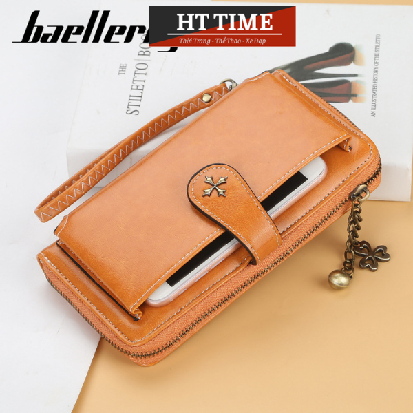 Bóp ví nữ cầm tay chất da mềm mại siêu bền, thiết kế dây kéo tiện dụng đựng tiền đựng thẻ