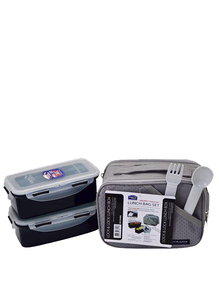Bộ hộp cơm nhựa LockLock HPL762DG (Màu Xám)
