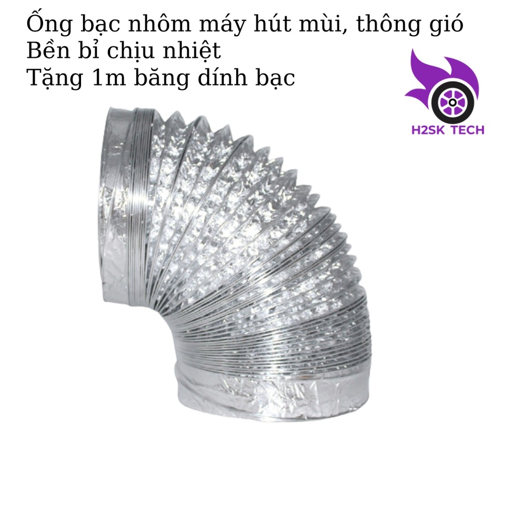 Ống mềm D150 D200 nhôm dành cho quạt hút thông gió ống bạc hút mùi độ bền cao