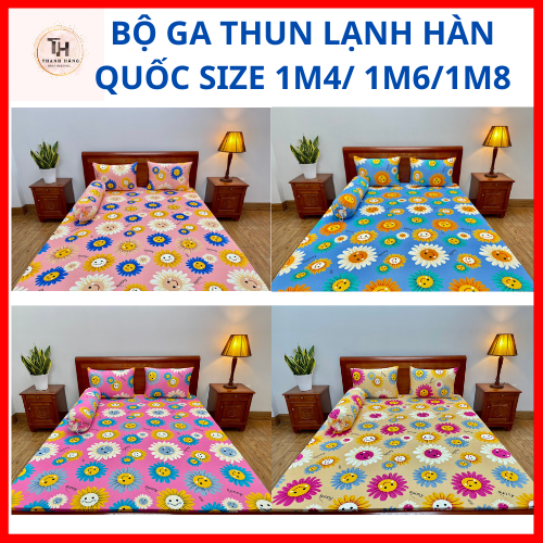 Bộ ga thun lạnh in 3d kích thước 1m4/1m6/1m8