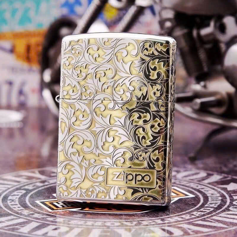 Bật Lửa ZIPPO Chính Hãng, Zippo Bản Armor Hoa Văn Full Các Mặt zippo (Tặng chai xăng Mini + Đá Tim). Hộp Hột Quẹt Xăng Đá Zippo.
