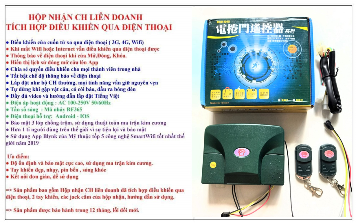 Bộ điều khiển cửa cuốn từ xa qua điện thoại yhcy sử dụng app Tiến Việt bảo mật cao