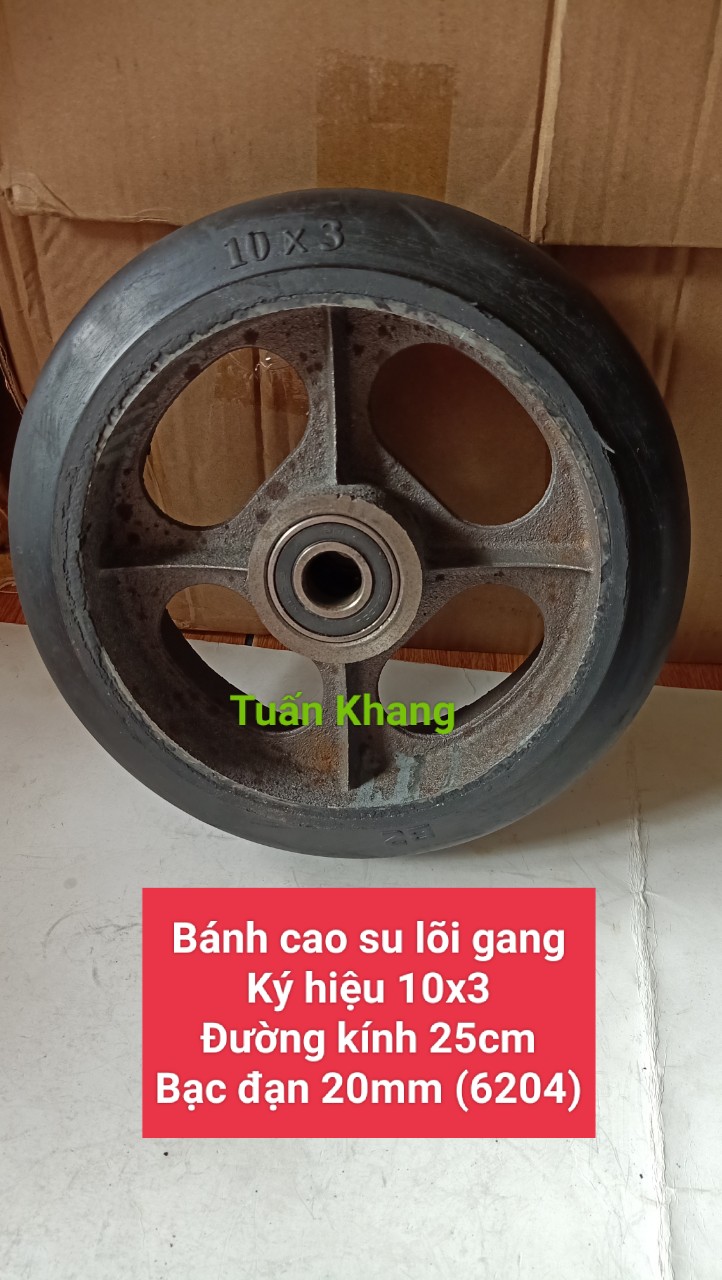 Bánh xe cao su lõi gang đường kính 25cm