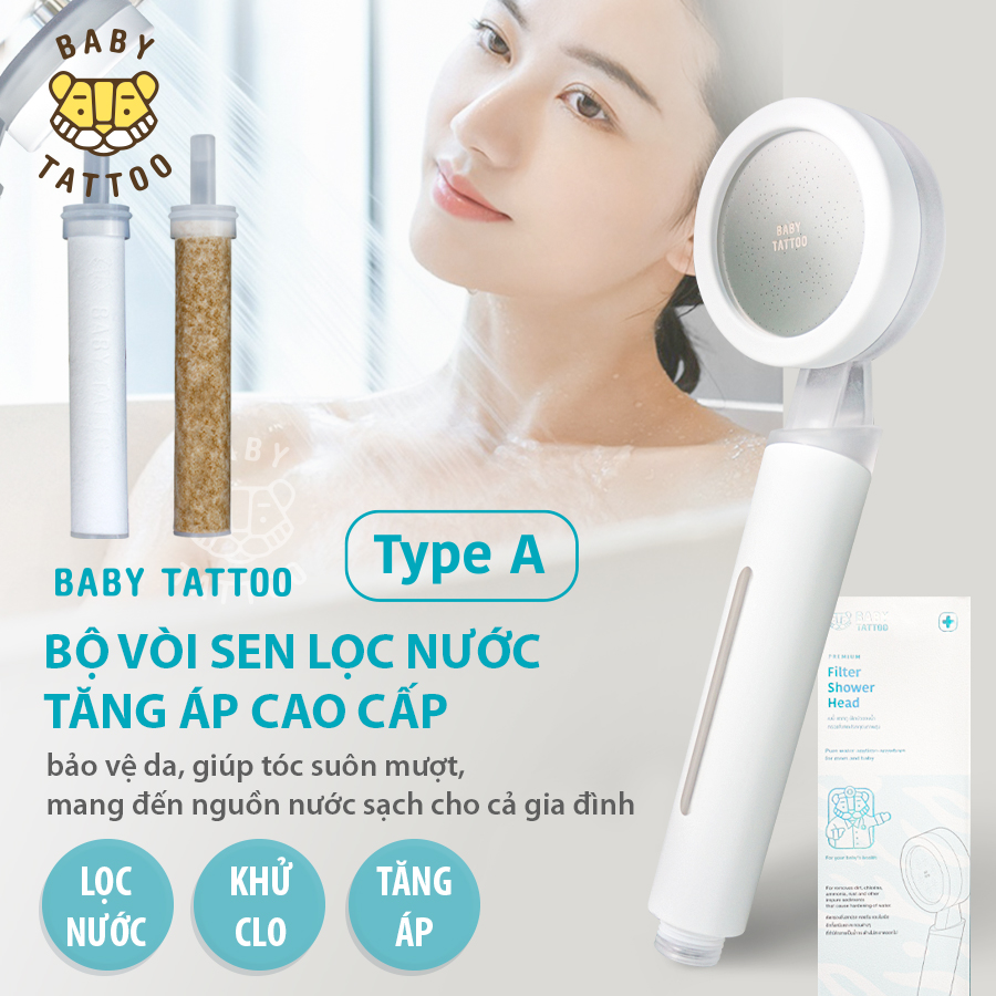 [HCM]Bộ vòi sen tắm cao cấp khử Clo lọc nước BABY TATTOO