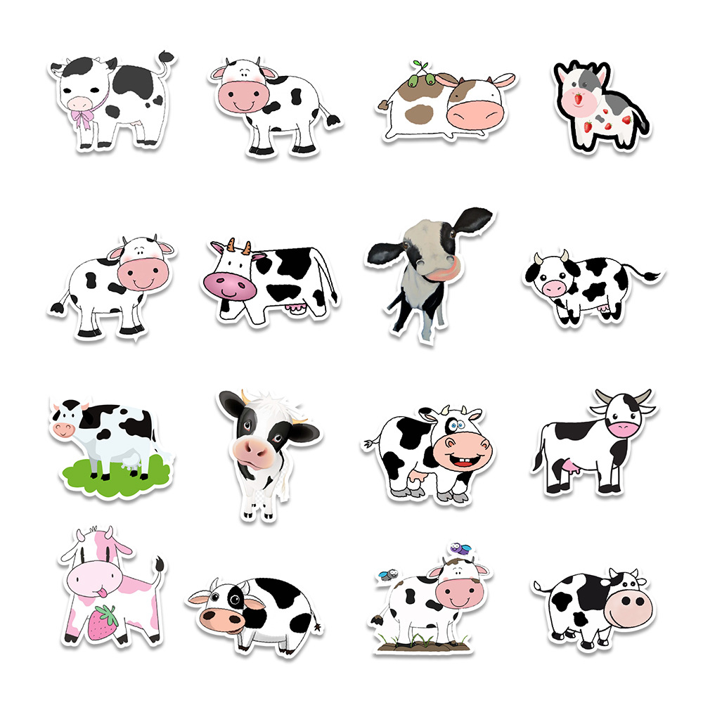 Set 45 Sticker Bò sữa dễ thương dán trang trí