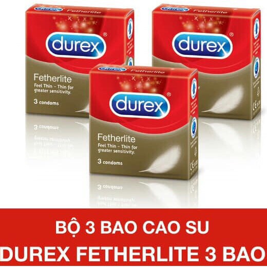 ( Bao Giá Toàn Quốc ) Bao Cao Su Durex Fetherlite Hộp 3 Bao [ Che Tên Sản Phẩm Khi Giao Tuyệt Đối Bí Mật ]