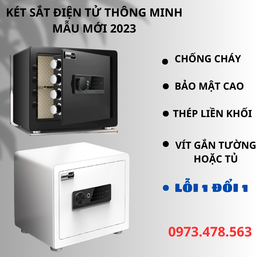 Két sắt điện tử mini chống cháy Két sắt vân tay kèm khóa số bảo mật cao cho gia đình văn phòng