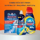 Nước rửa bát Finish All in 1 max 1000ml Đức +Bóng Finish 400ml+Muối Finish 1,2 kg chuyên dùng cho máy rửa chén máy rửa bát