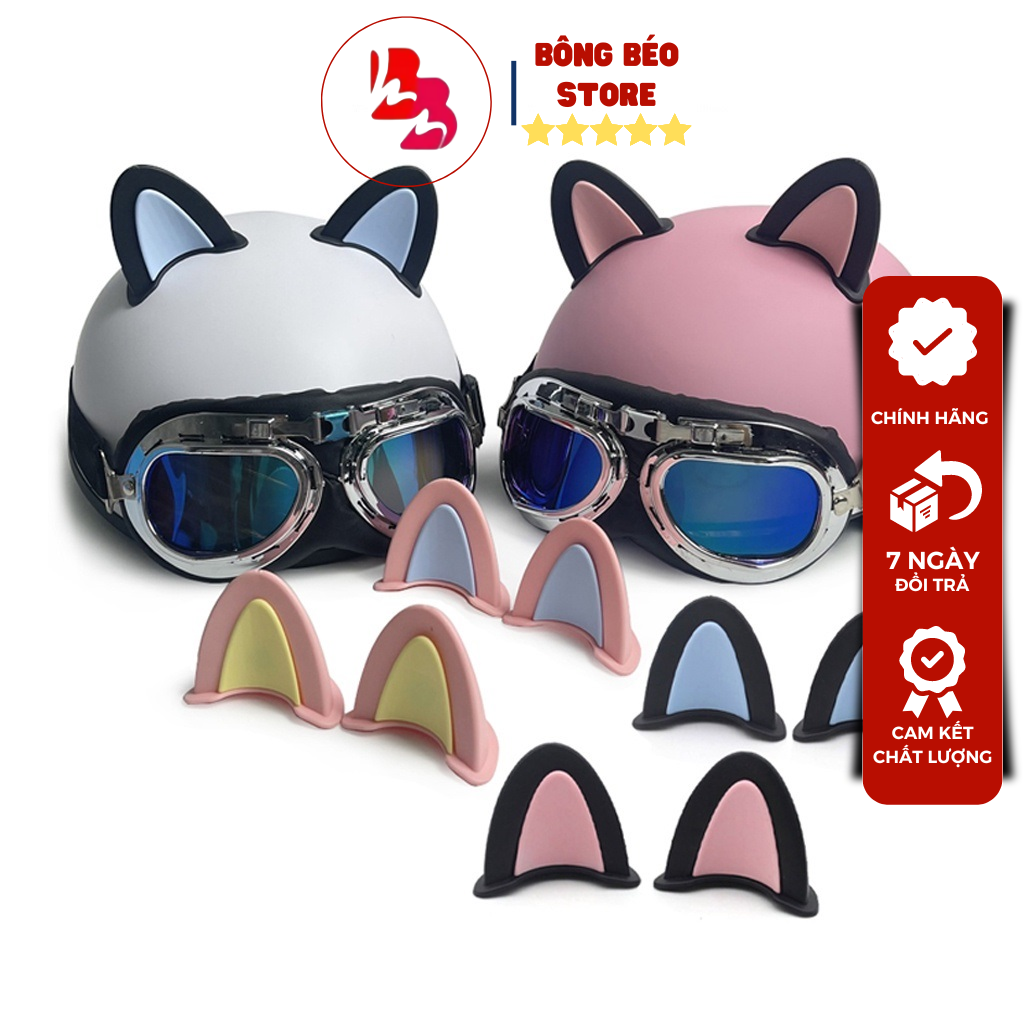 Tai mèo gắn mũ bảo hiểm siêu cute - tai mèo gắn nón bảo hiểm nhiều màu lựa chọn