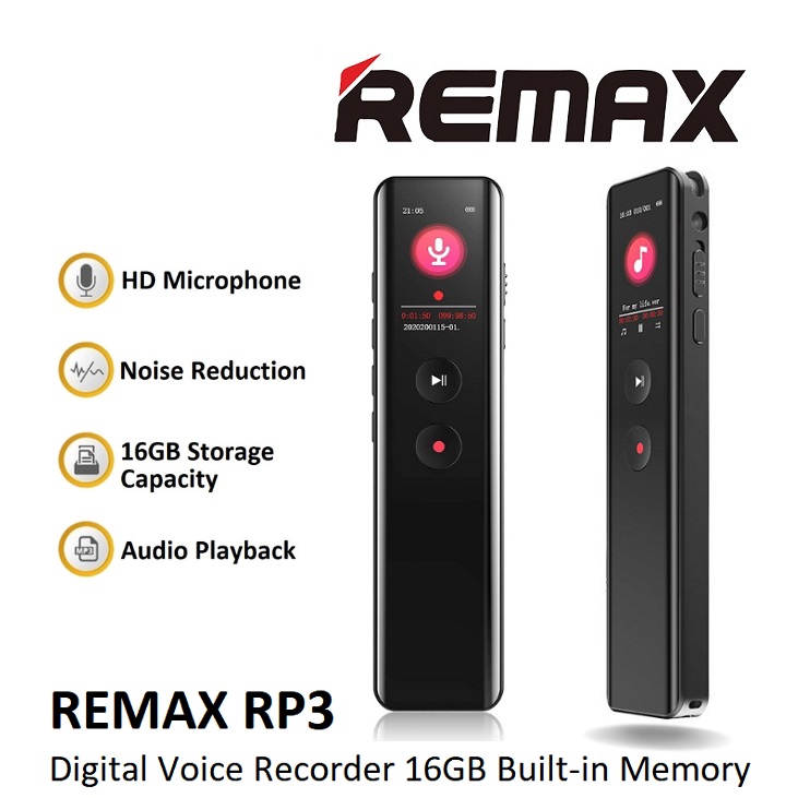 Máy Ghi Âm Chuyên Nghiệp Máy Ghi Âm Re max RP3 Nhỏ Gọn Tích Hợp Bộ Nhớ 16Gb Thời Gian Dùng Lên 30h