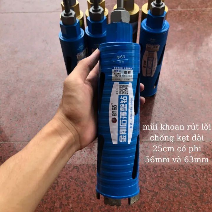 Mũi khoan rút lõi khô chống kẹt màu xanh dài 25cm mm