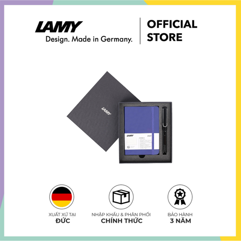 Bộ quà tặng cao cấp LAMY Sổ tay khổ giấy A6 Blue bìa mềm + Bút cao cấp Safari – Hãng phân phối chính thức
