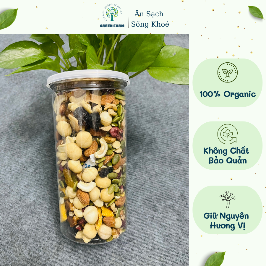 Ngũ Cốc Granola không yến mạch, siêu hạt eat clean không đường Green Farm