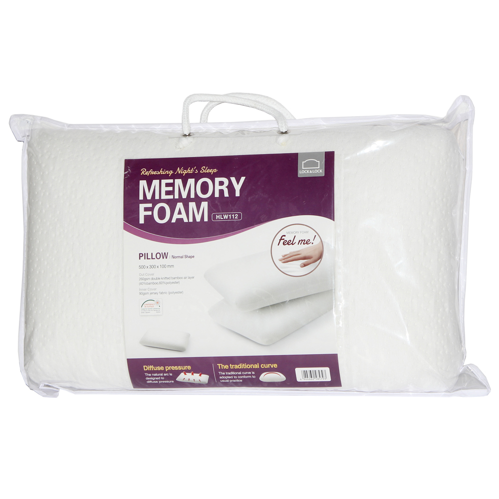 Hlw112 - Lock&Lock Memory Foam 50D Straight Pillow Designed to Support and Relieve Shoulder and Neck Pain, Deodorize and Ventilate. Genuine Product