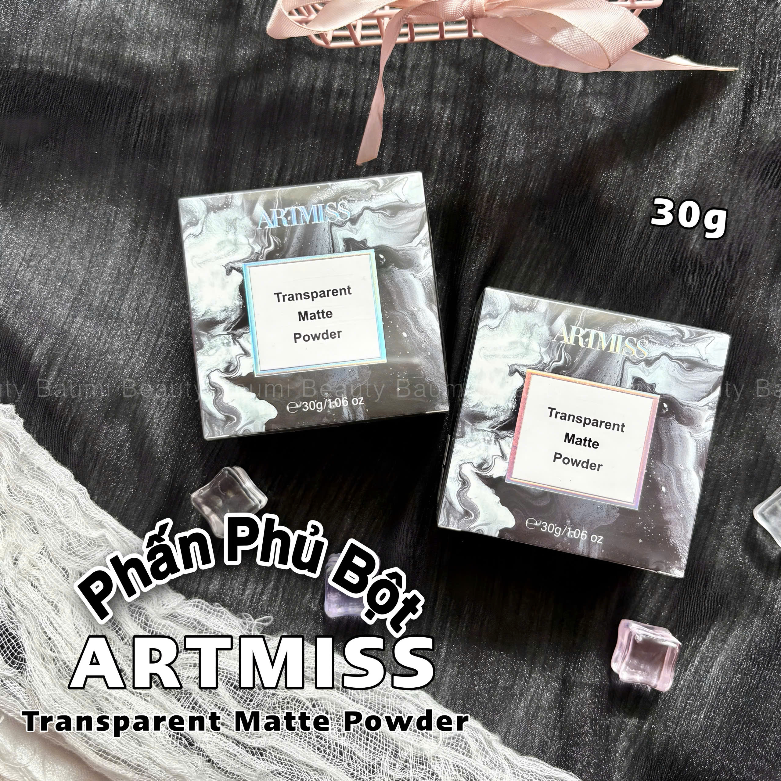 Oil-Control Powder, with Shimmer, Skin Texture Artmiss Transparent Matte Powder 30g