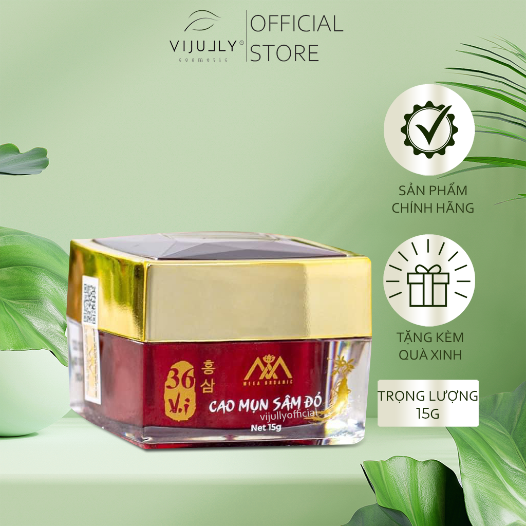 Cao mụn sâm đỏ Meea Organic 36 vị giảm mụn mờ thâm hiệu quả - Kem tha mụn thảo mộc tự nhiên 15g