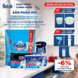 Combo Finish: Viên Rửa Chén Finish Nhật Bản Power Cube 100 Viên + Nước bóng + Dung dịch vệ sinh máy + Muối 1kg