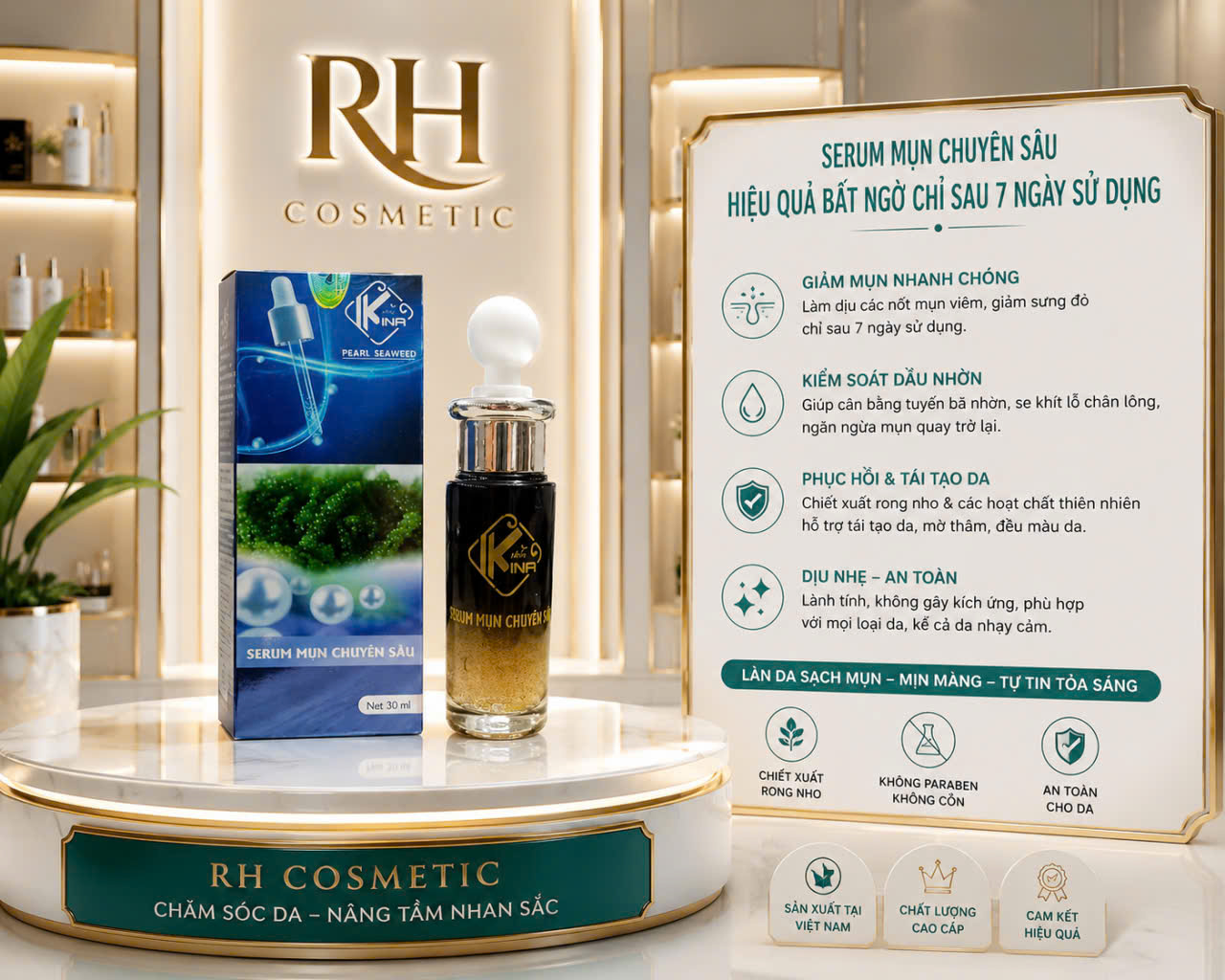 erum Mụn Kina Pearl Seaweed 30ml - Hỗ Trợ Giảm Mụn, Kiểm Soát Dầu, Hỗ Trợ Phục Hồi Da