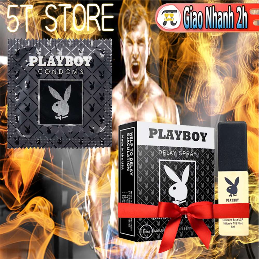 Bao cao su playboy classic 1 chiếc - tặng chai xịt kéo dài thời gian playboy đen, đỏ - 5ml - 5t store