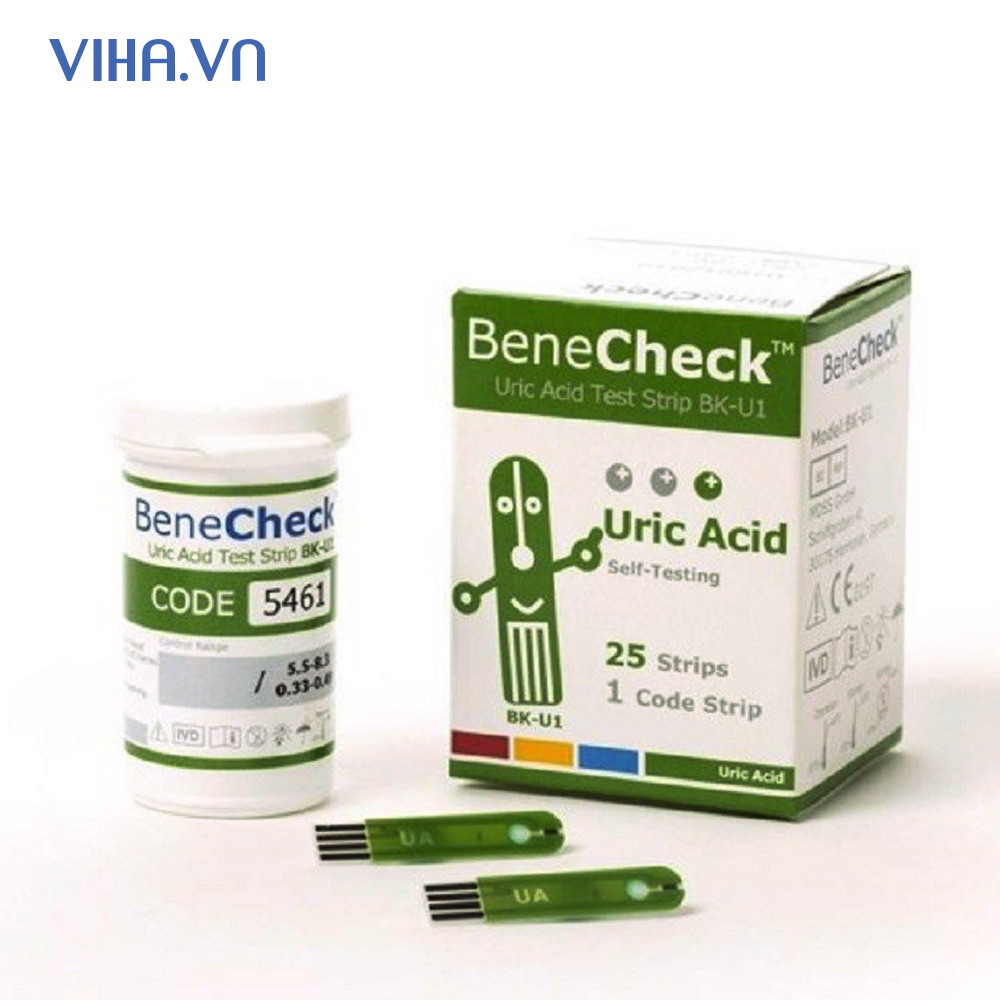 Que thử Acid Uric - Phụ kiện máy đo đường huyết Benecheck Plus 25 que Que